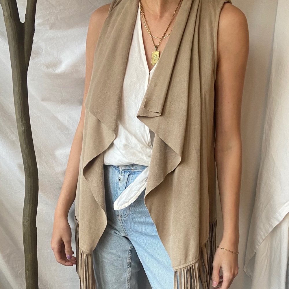 Fringe tan vest